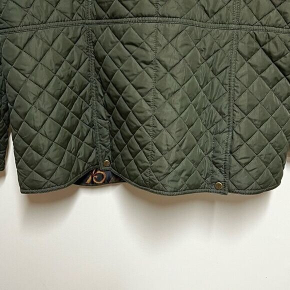 Lauren Ralph Lauren Faux Leather Trim Equestrian Olive Quilted Coat Olive Sz 2X - Picture 5 of 10